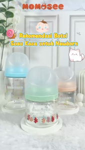 Momosee Botol Susu Newborn Anti Kolik Anti Sedak Botol Susu Bayi Kaca BPA Free Dan Tahan Panas BB23