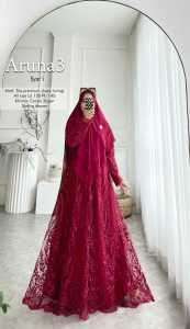 Zahira1808 Brukat Tile Premium Lapis Furing Aruna 3 Syari Gamis Murah Trendi Baju Syari Muslim Wanita Ibu Terlaris Baju Pesta Dengan Khimar Jumbo