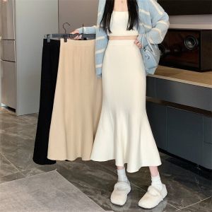 Wanita Rok Panjang Celana Pinggang Tinggi Ramping A-line Fishtail Rok