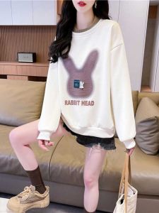 เสื้อสเวตเตอร์คอตั้งทรงหลวมสไตล์เกาหลีสำหรับผู้หญิง ทรงสลิมฟิต ผ้าขนสัตว์บาง พิมพ์ลาย ทรงหลวม แขนยาว ปกติ