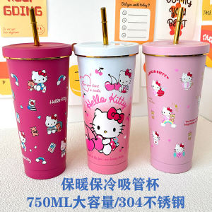 Large Capacity Insulated Stainless Steel Straw Cup 304 Car Mens Coffee Cup Cold Proof High Aesthetic Value Water Bottle