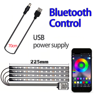 48LEDs USB Thông Minh Bluetooth Điều Khiển Bằng Ứng Dụng Đèn LED Âm Nhạc Trên Ô Tô Dải Đèn Chống Nước Nhiều Màu RGB Dải Đèn Chiếu Sáng Không Khí Nội Thất