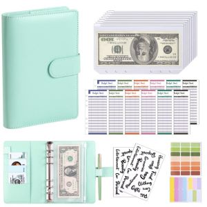 Da PU Notebook Chất Kết Dính Tiền Tổ Chức Người Lập Kế Hoạch Có Dây Kéo Phong Bì Túi Và Miếng Dán Để Tiết Kiệm Tiền Mặt Lập Ngân Sách