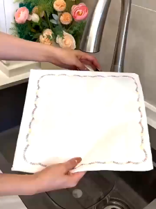 TLE Ready stock Kitchen dishwashing cloth lint-free water-absorbent rainbow oleophobic rag household easy-to-clean cleaning special table towel stain