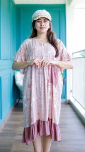 GALERI Daster Viral Selutut/ Daster Pendek Jumbo Daster Agnia Ruffle termurah