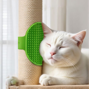 Table Corner Pet Brush - Adjustable Cat Scratcher & Dog/Cat Massage Brush Double-Sided Grooming Glove for Shedding Removal
