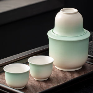 Traditional Ceramic Gradient Color Temperature Wine Heater Home Use Warmth Alcohol Pot Half Pint Old Style Pouring Device