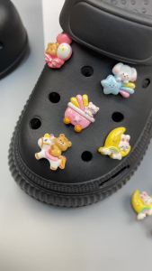 Bộ 10 Sticker Charm 3D chủ đề Gấu bong bóng DIY Mayto gắn Dép Cross Dép Sục Cá Sấu JB-222