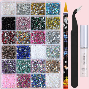 1Box 3D Colorful Round Nail Art Rhinestones Flatback Galss Diamond Gems Jewelry Nails Charms DIY Makeup Manicure Accessories &*1