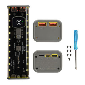 Mech Transparent Power Bank Shell Welding Free 4-Cell 21700 Battery Box PD Mobile Power Supply Kit With Outdoor Light
