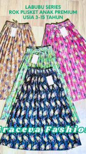 Rok Plisket Labubu Series Premium - Pleated Korean Skirt 4-10 Years - Rok Anak Perempuan Terbaru Kekinian