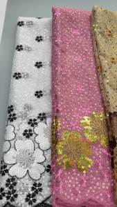 2026 High Quality African Mesh Sequin Lace Fabric 5 Yards French Tulle Lace Nigerian Luxury Sequins Fabric For Women Party Dress