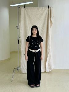 NINI ONE Slimming Short Top Letter Print T-Shirt round Neckbody Shape Summer Fashion Sweet And Spicy Style Creative Pattern