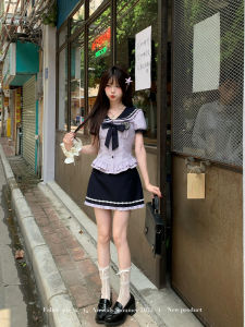 Jk Style Schoolgirl Set With Waist-Cinching Short Sleeve Shirt And Pencil Skirt