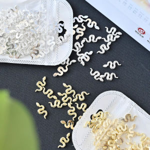 10pcs 3D Gold/Silver Snake Nail Charms Metal Alloy Snake Nail Art Rhinestones Manicure Jewelry For DIY Luxury Accessories