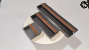 Handel Tarikan Tanam Setengah Tutup Recessed Pull 6509 Abu Emas Corak Coklat Gagang Pintu Modern