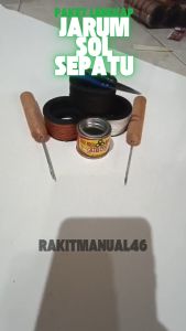 Paket Benang Sol Sepatu + Jarum Sol Sepatu + Gunting Benang + Lem Aibon