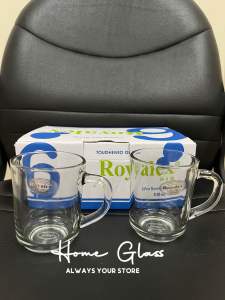 [6 Pcs] Gelas Teh / Gelas Kopi 225ml Royalex Gagang (RX-255 TP) Kedaung/Tampered Glass Mug Cangkir Beling/Gelas Tahan Pecah