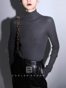 French Style Slim Fit Grey Turtleneck Sweater