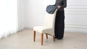 1/4pcs Solid Color High Back Chair Cover Stretch Non-Slip Dining Chair Slipcover Durable Seat Protector Case for Wedding Banquet
