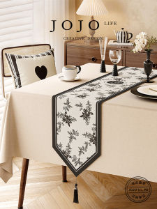 New Chinese Style Table Flag Redwood Living Room Tea Table Tea Tray Decorative Linen Material Home Use Modern Chinese Style