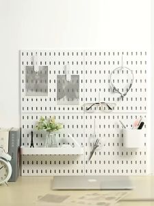 Pegboard No Drilling Install Wall Storage Display Shelf Desk Organizer with DIY Decoration Accessories