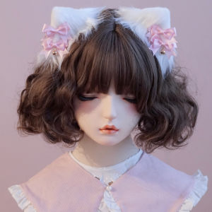Handmade Original Cat Ear Butterfly Knot Hair Clip Lolita White Soft Girl Hair Accessories Side Clip by Ben Shou Zao