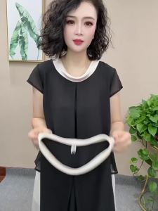 Stylish Slimming Round Collar Short Sleeve Top for Women
