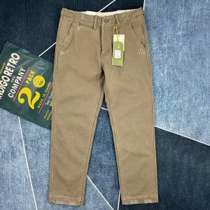 กางเกงทำงานผ้าฝ้ายแท้สไตล์อเมริกันสำหรับผู้ชาย กางเกงขายาวทรงตรงที่ทนทานต่อการสึกหรอ กางเกงขายาวสีกรมท่า