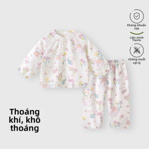 TONGLIANCHUXIN | Đồ Ngủ Bé Gỗ Trúc Cotton Thân Thiện Với Máy Lạnh