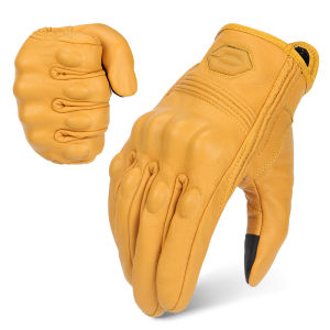 HEROBIKER | Motorcycle Gloves Men Motorbike Riding Leather Touch Screen Motocross Racing Biker Glove Vintage For Four Seasons Use