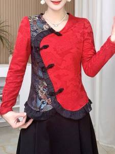 Elegant Chinese Style Women's Shirt: A High-Quality Mommy Fashionable Top