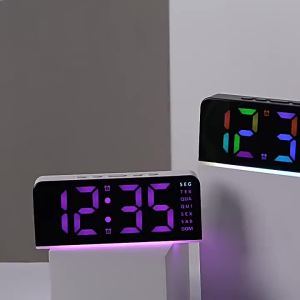 Light Week 2 Alarm RGB Digital Alarm Clock with 13Colors Mood Snooze USB Powered Table Clock 4 Level Brightness 12/24H LED Clock