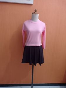 atasan kaos wanita crop top pink muda pastel M L blouse santai cute remaja dewasa
