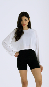 XEXYMIX Loose Fit Crop Long Sleeve Atasan Olahraga Wanita - XTFMT01
