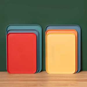Scandinavian Rectangular Pure Color Tray For Home Tea Cup Combination Suit Popular Ins Creative Plastic Meal Fruit Plate