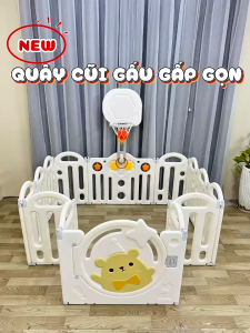Quây Nhựa Nhà Bóng V-BABY Hình Gấu Cho Bé Có Thanh Bóng Rổ Lắp Ghép Linh Hoạt