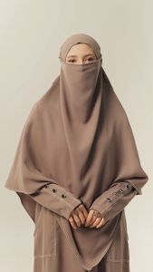 Miskha Abaya Gamis Set French Khimar Bahan Natail Terbaru Syari Haji Umroh hari Lebaran By Umnawear