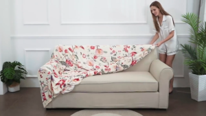 Sofa Set Cover with Skirt 4Pcs Jacquard Sofa Cover 2 Single and 2-Seater and Mini Footstool Cover 4 in 1 Armless Sofa Cover and Armrest Sofa Cover