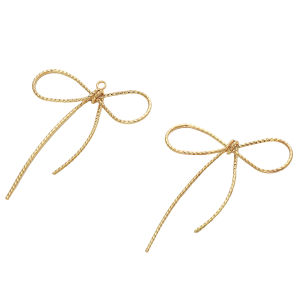 1pc 36x45mm 14K Gold Plated Brass Butterflry Bow Charm Pendant for Earring Necklace Jewelry Making
