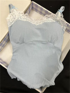 Áo Ba Lỗ Không Tay Ren Pure Desire Dành Cho Nữ Mùa Hè Phong Cách Mới Ôm Vừa Vặn Thon Gọn Áo Lót Không Tay Áo Ba Lỗ