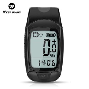 WEST BIKING Wireless Waterproof Bicycle Computer  3 IN 1 Cycling Headlight Bell Computer Set   With LED Flashlight 100 DB Horn USB Rechargeable Bicycle Speedometer