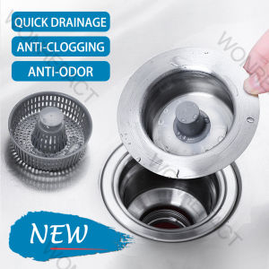 Stainless steel Kitchen Sink Filter Stopper Basin Waste Bathroom High Sink Quality Anti-odor and Insect-proof Sink Drain Plug