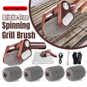 350RPM Electric Roller Grill Brush with LED Light Stainless Steel Bristle-Free Cleaner Brush Rechargeable Barbecue Cleaner Tools
