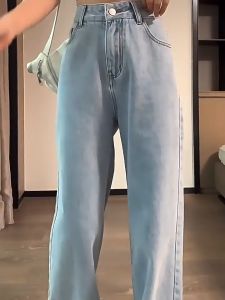 กางเกงยีนส์ สไตล์เกาหลี ทรงขากระบอกขาไม่บาน สียีนส์อ่อน/ยีนส์เข้ม เนื้อผ้าดีระบายอากาศใส่สบาย กางเกงย