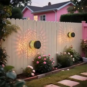 Solar-Powered Datura Lantern Light Wall Lamp Outdoor Garden Patio Walkway Decorations 1Pcs/2Pack Lighting for Garden Decor