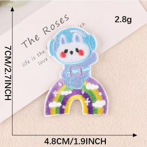Handmade Astronaut Cat Sticker Patch Canvas Shoe Clothing Badge DIY Adhesive Backing Tape for Home Sewing And Crafts