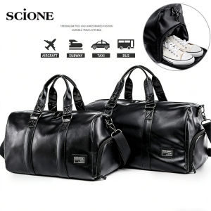 PU Fitness Gym Bag Handbag Men Leisure Sports Shoulder Crossbody Large Swimming with Shoe Pocket Dry Wet Travel Workout Duffel