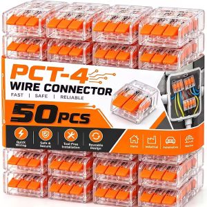 50Pcs Quick Wire Terminal Connector Push In Lever Nut PCT412 413 414 415 Insulated for Circuit Repair Wire Splitting