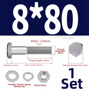 BAIRUITE | Semi-threaded Hex Screw Kits Stainless Steel